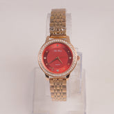 Rosegold Chain Womans Watch Red Dial